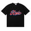 Rhude Retro Script Race Trust Logo Black Oversized T‑Shirt