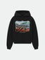 RHUDE Coastal Town Postcard Graphic Hoodie Black