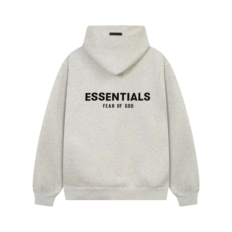 Fear Of God Essentials Back Logo Oversized Hoodie Light Oat Heather