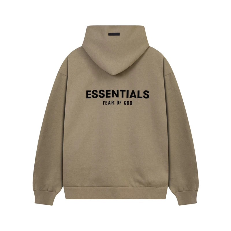 Fear Of God Essentials Back Logo Oversized Hoodie Taupe