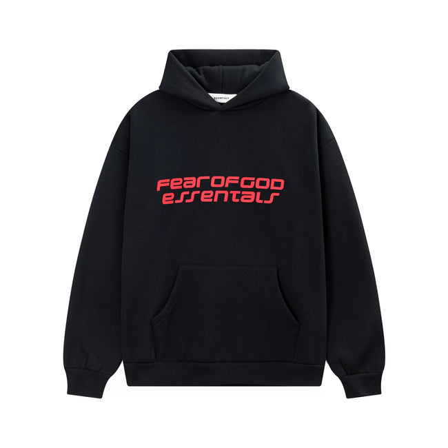 Fear Of God Essentials Silicone Letter Pullover Hoodie Black Hover Image