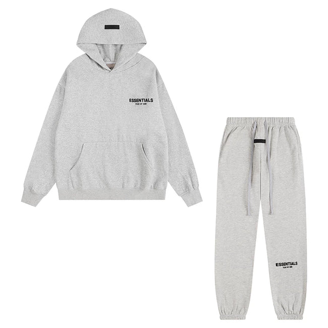 Fear Of God Essentials Hoodie Jogger Tracksuit Set Light Heather Grey Hover Image