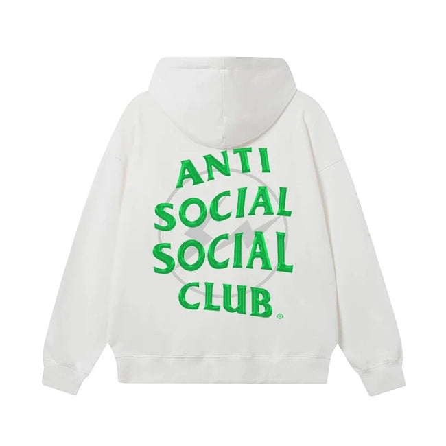 Anti Social Social Club Green Logo White Hoodie Hover Image