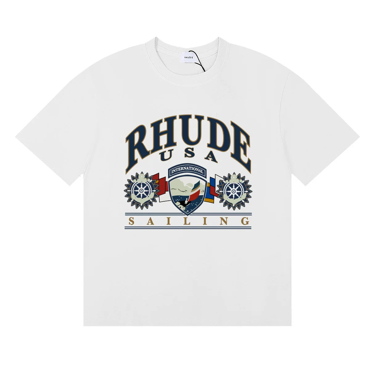 Rhude USA Sailing Nautical Crest Oversized Short Sleeve T‑Shirt
