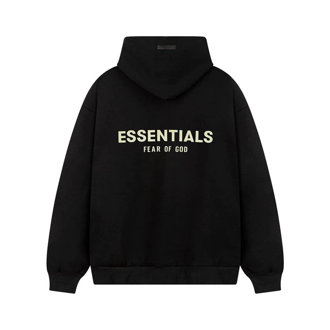 Fear Of God Essentials Gold Tone Back Logo Oversized Hoodie Black Hover Image