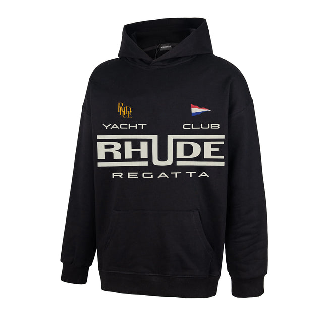 RHUDE Yacht Club Regatta Logo Hoodie Black Hover Image