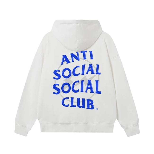 Anti Social Social Club Blue Logo White Hoodie Hover Image