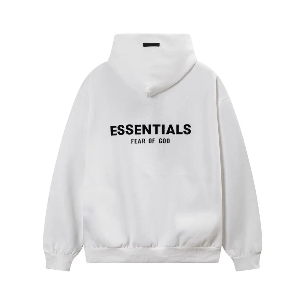 Fear Of God Essentials Back Logo Oversized Hoodie White