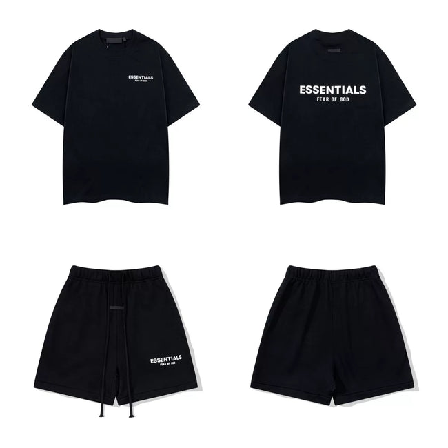 Fear Of God Essentials T‑Shirt Fleece Shorts Summer Set Black Hover Image