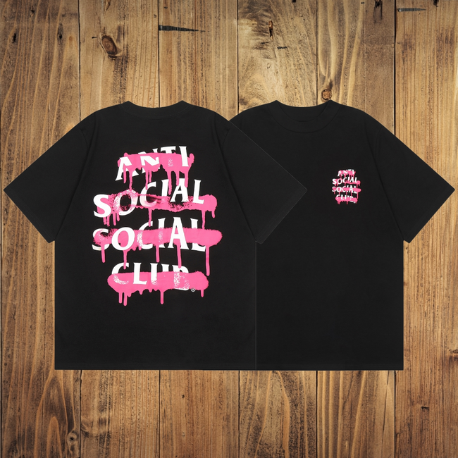 ASSC Black Tee – Pink Brush Print Hover Image