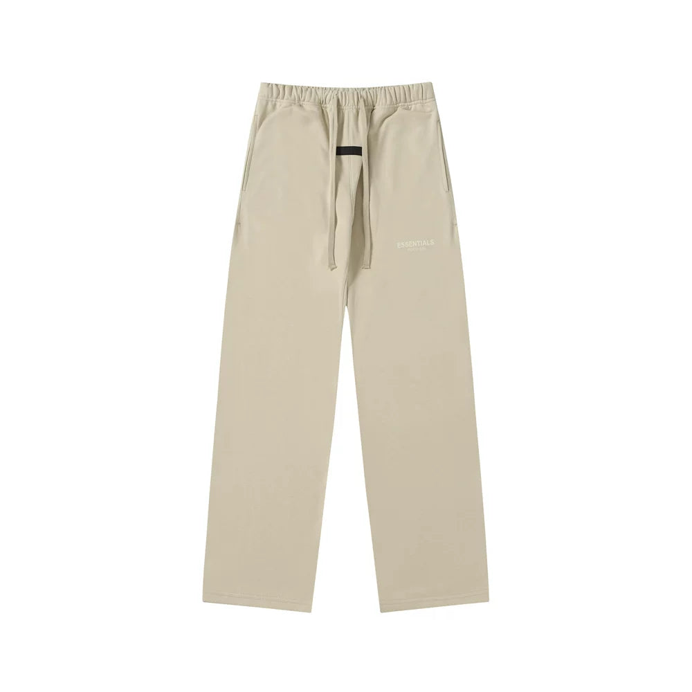 Fear Of God Essentials Tone‑on‑Tone Text Logo Straight‑Leg Sweatpants Cream Beige