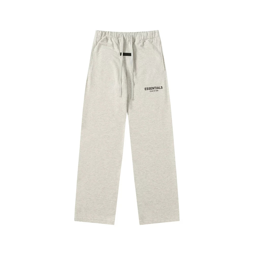 Fear Of God Essentials Text Logo Straight‑Leg Sweatpants Light Oat Heather