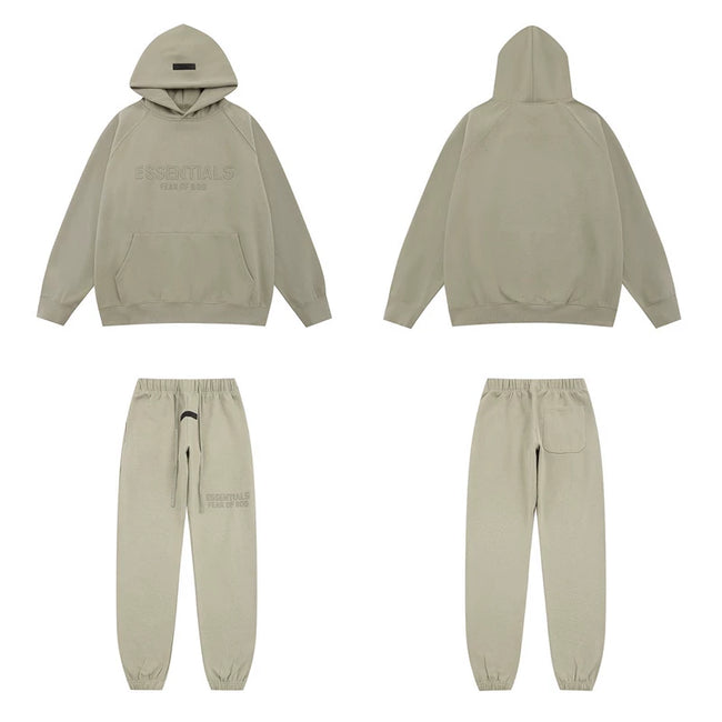 Fear Of God Essentials Tone‑on‑Tone Hoodie & Jogger Tracksuit Set Light Sage Hover Image