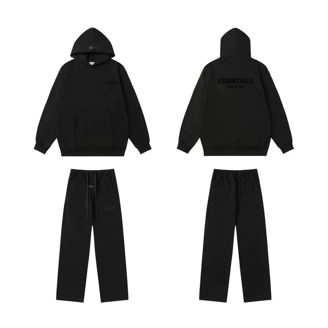 Fear Of God Essentials Hoodie Wide Leg Sweatpants 2‑Piece Set Black Hover Image