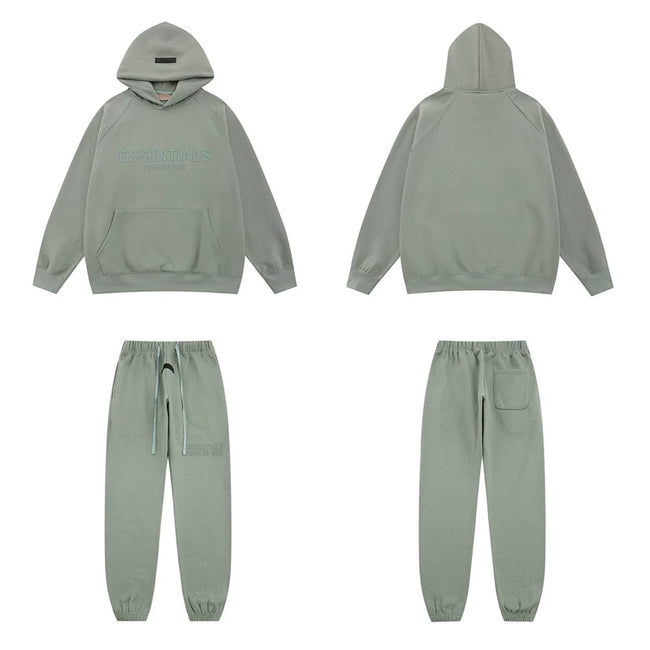Fear Of God Essentials Tone‑on‑Tone Hoodie & Jogger Tracksuit Set Dusty Sage Hover Image