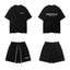 Fear Of God Essentials Gold Logo T‑Shirt Fleece Shorts Summer Set Black