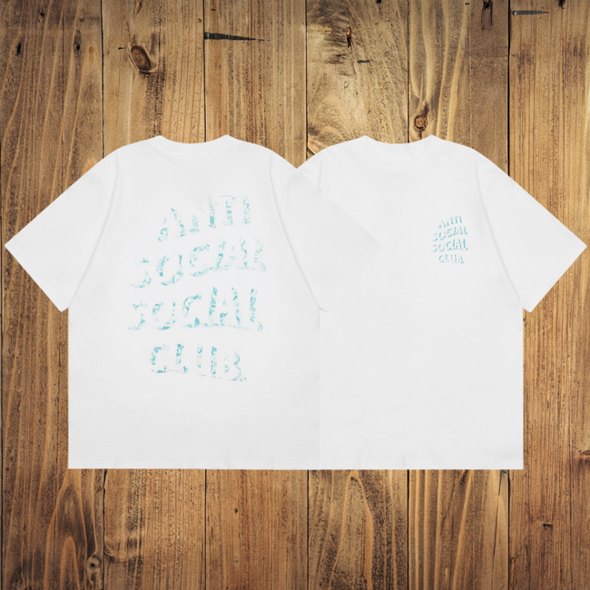 ASSC White Tee – Teal Vintage Print Hover Image