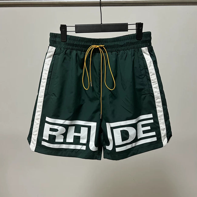 Rhude Side Stripe Big Logo Nylon Shorts Hover Image