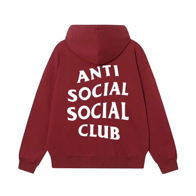 Anti Social Social Club Classic White Logo Burgundy Hoodie Hover Image