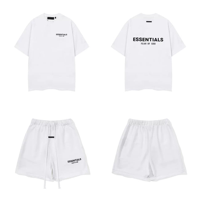 Fear Of God Essentials T‑Shirt Fleece Shorts Summer Set White Hover Image