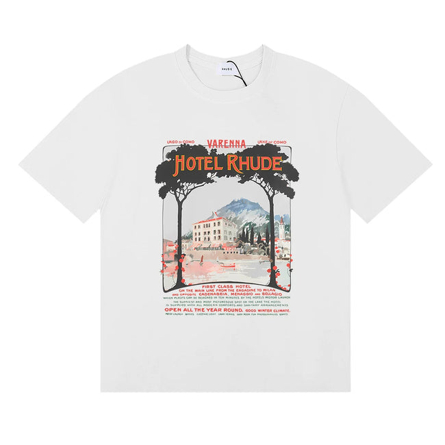 Rhude Hotel Rhude Mediterranean Scenic Print White Oversized T‑Shirt Hover Image