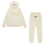 Fear Of God Essentials Double Line Plush Hoodie & Jogger Tracksuit Set Cream