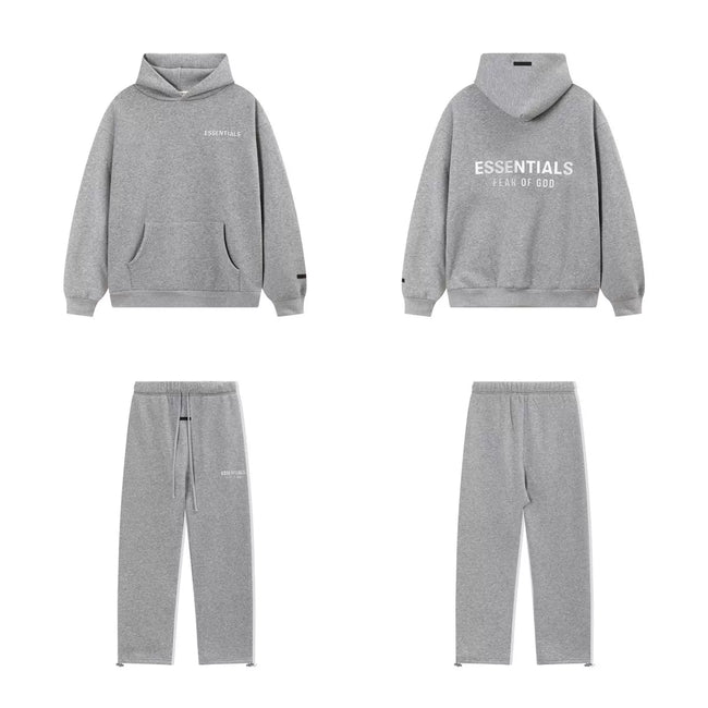 Fear Of God Essentials Double‑Line Hoodie Sweatpants 2‑Pieces Tracksuit Set Dark Heather Grey Hover Image