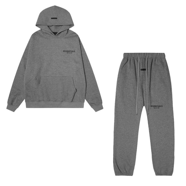 Fear Of God Essentials Hoodie & Jogger Tracksuit Set Dark Heather Grey Hover Image