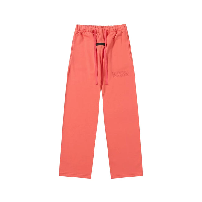 Fear Of God Essentials Tone‑on‑Tone Text Logo Straight‑Leg Sweatpants Coral Red Hover Image