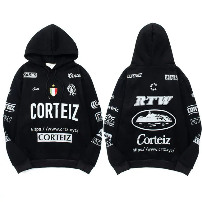 Corteiz All-Over Multi-Logo Heavyweight Hoodie - Black Hover Image
