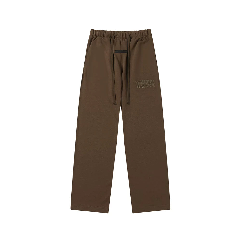 Fear Of God Essentials Tone‑on‑Tone Text Logo Straight‑Leg Sweatpants Dark Brown