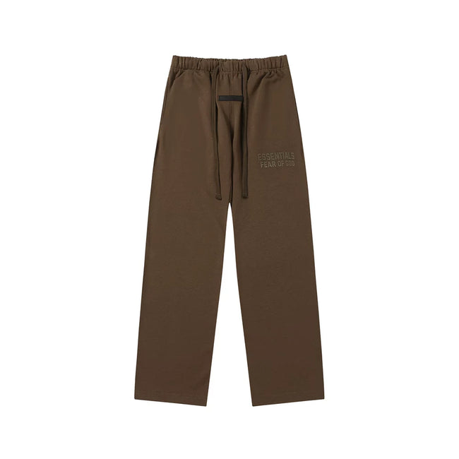 Fear Of God Essentials Tone‑on‑Tone Text Logo Straight‑Leg Sweatpants Dark Brown Hover Image