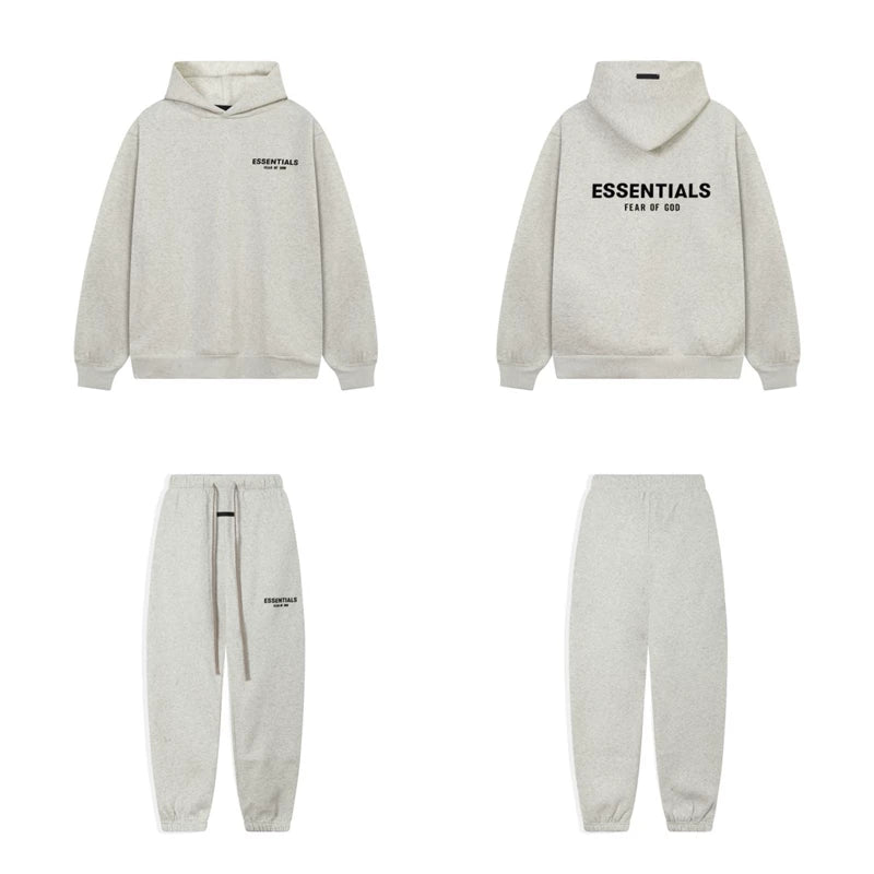 Fear Of God Essentials Hoodie Sweatpants Tracksuit Set Light Heather Grey