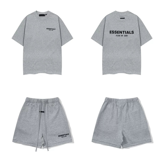 Fear Of God Essentials T‑Shirt Fleece Shorts Summer Set Heather Grey Hover Image