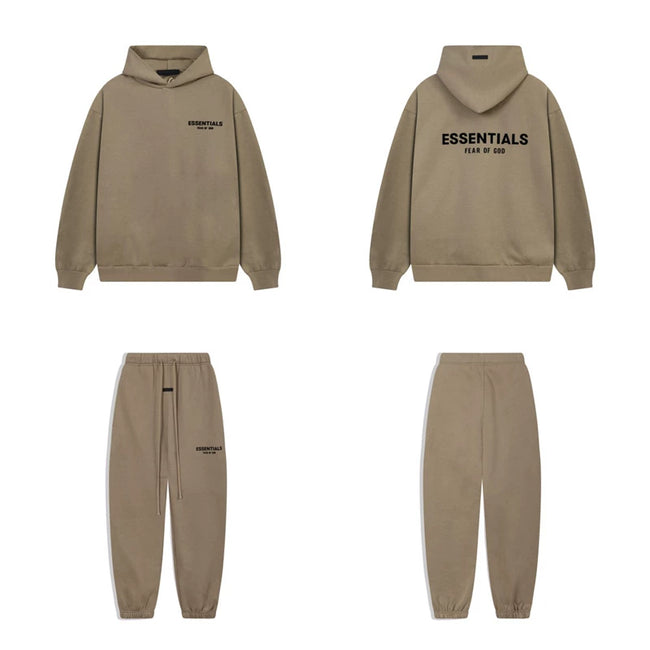 Fear Of God Essentials Hoodie Sweatpants Tracksuit Set Taupe Hover Image