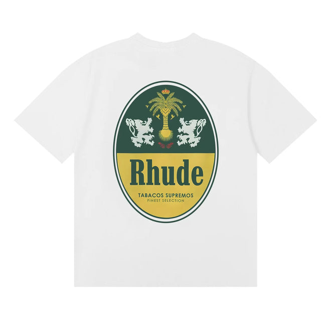 Rhude Vintage Oval Crest Back Logo White Oversized T‑Shirt Hover Image