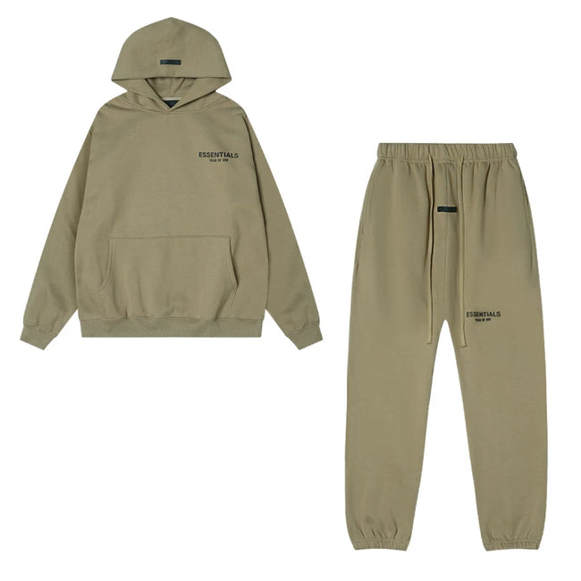 Fear Of God Essentials Hoodie & Jogger Tracksuit Set Khaki Hover Image