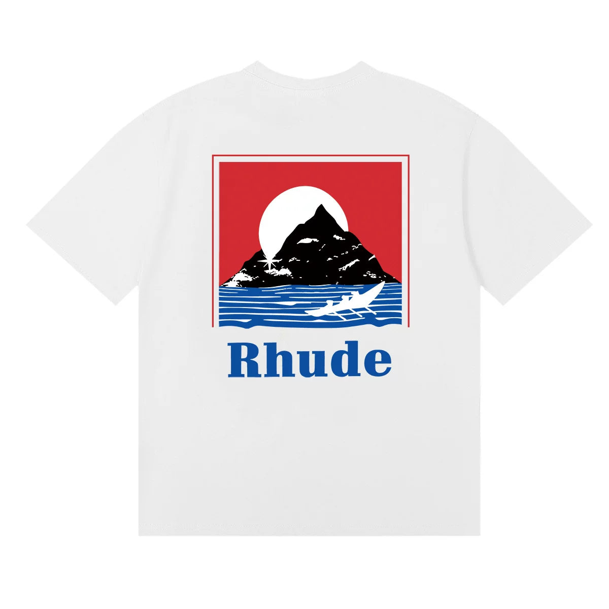Rhude Mountain Kayak Back‑Print Oversized Short Sleeve T‑Shirt