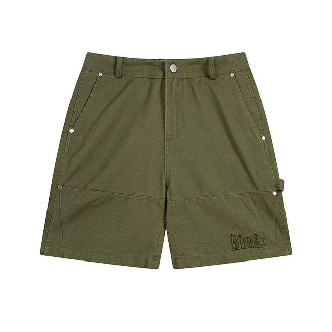 Rhude Olive Green Rivet Cargo Shorts Hover Image