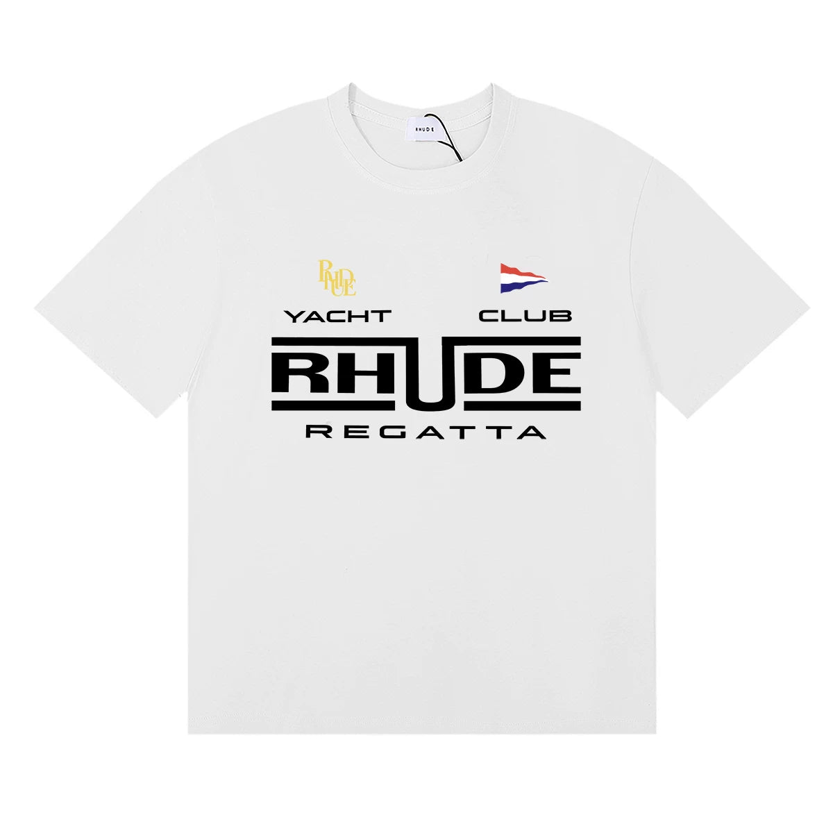 Rhude Yacht Club Regatta Flag Logo White Oversized T‑Shirt