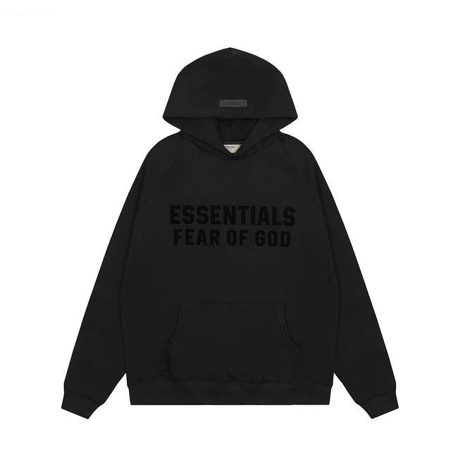 Fear Of God Essentials Double‑Line Plush Pullover Hoodie Black Hover Image