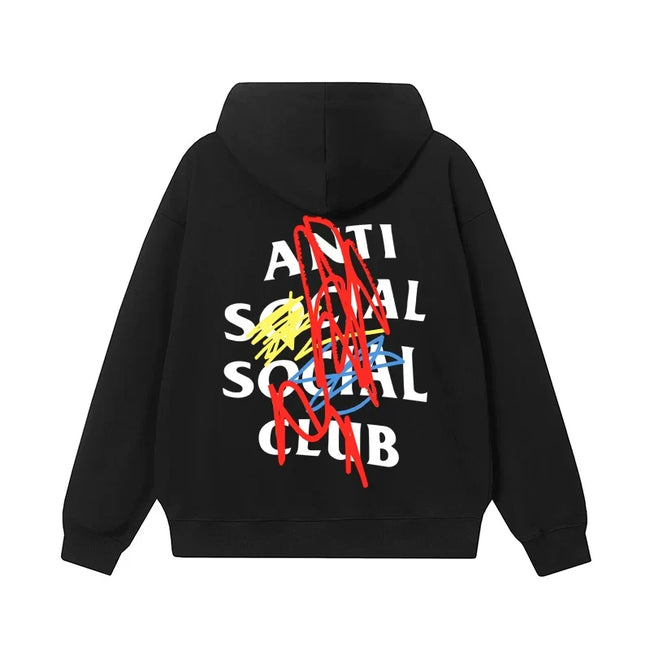 Anti Social Social Club Multicolor Scribble Graffiti Black Hoodie Hover Image