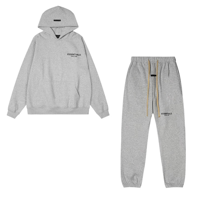 Fear Of God Essentials Hoodie & Jogger Tracksuit Set Light Heather Grey Hover Image