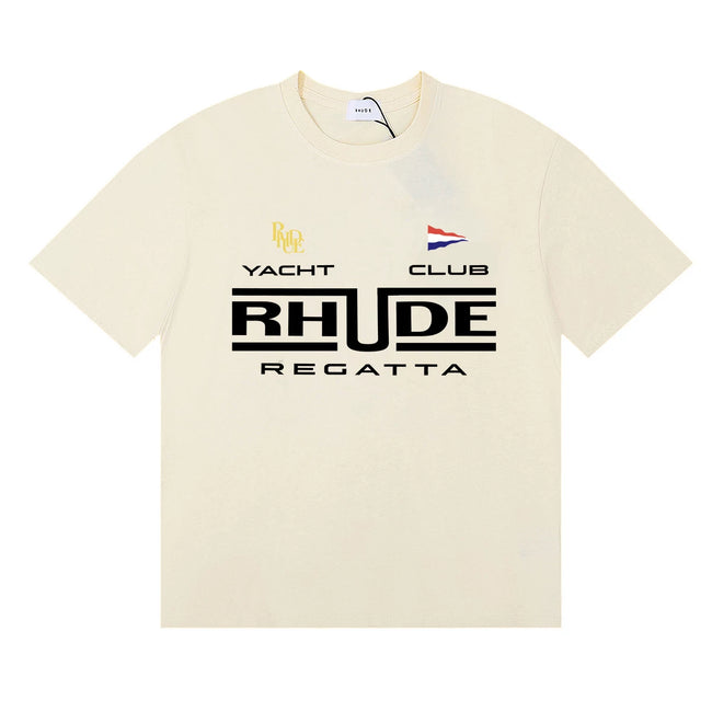 Rhude Yacht Club Regatta Flag Logo Cream Oversized T‑Shirt Hover Image