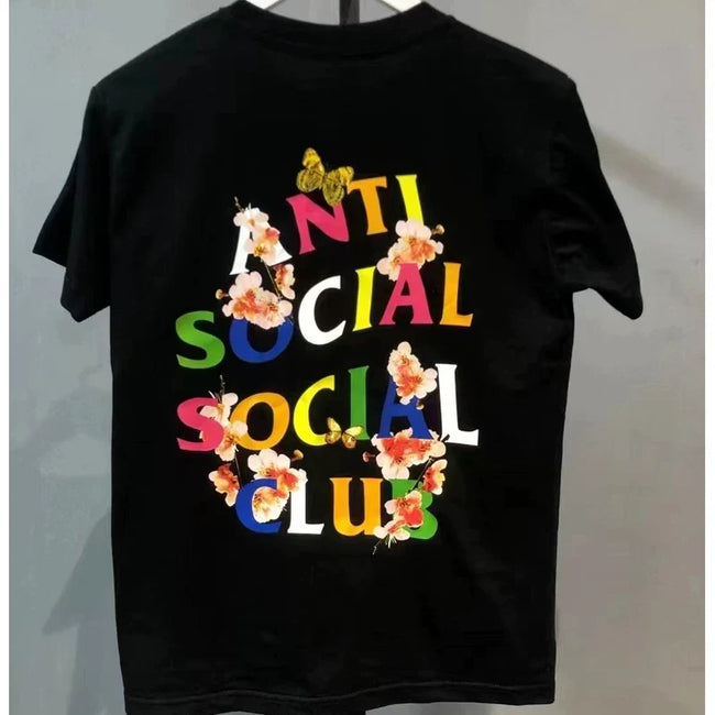 ASSC Black Tee – Pink Flower Butterfly Print Hover Image