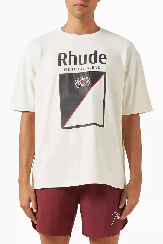 Rhude Menthol Blend Patch Crest Oversized T‑Shirt Off‑White Hover Image