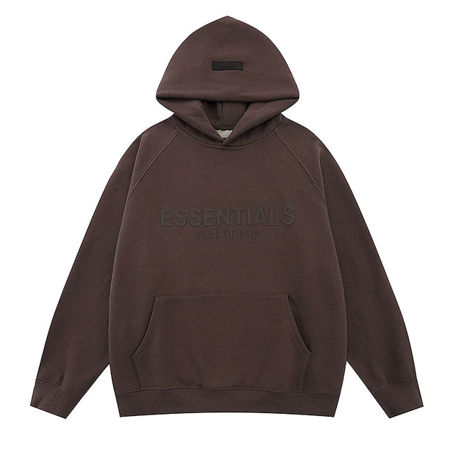 Fear Of God Essentials Tone‑on‑Tone Pullover Hoodie Dark Brown Hover Image
